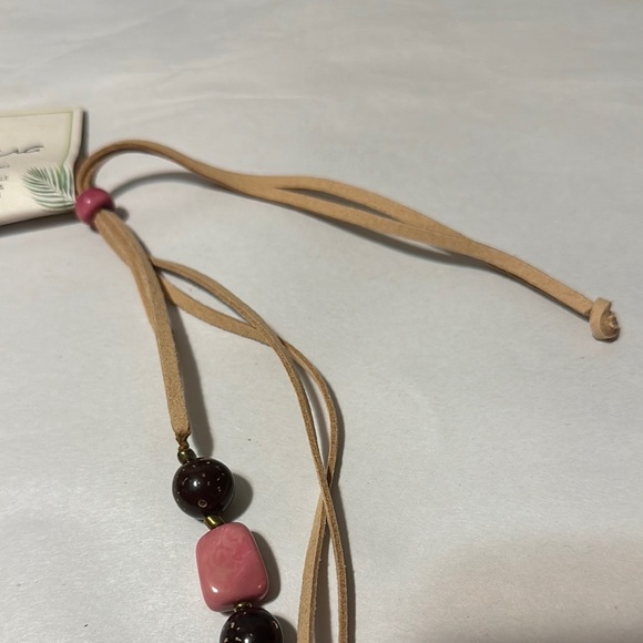 Pink and Brown Bohemian Beaded Necklace - Picture 3 of 6